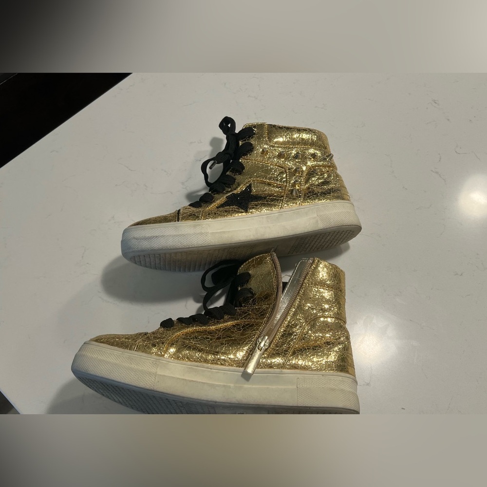 kidpik Gold Glitter High-Top Sneakers
